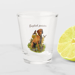 English pointer, bird hunting shot glass