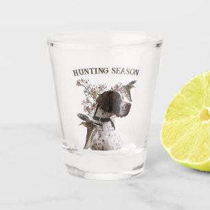 English pointer, bird hunting shot glass