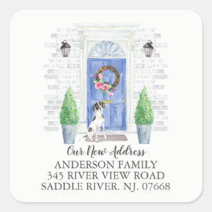 English Pointer Blue Door New Address Label