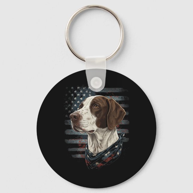 English Pointer Dog American Flag Patriotic Vintag Keychain (Front)