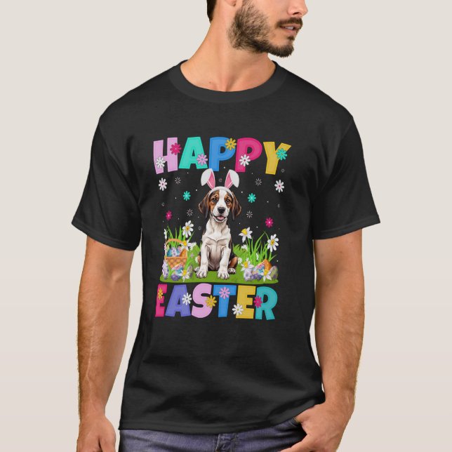 English Pointer Dog Happy Easter Egg Hunt Bunny Ea T-Shirt (Front)