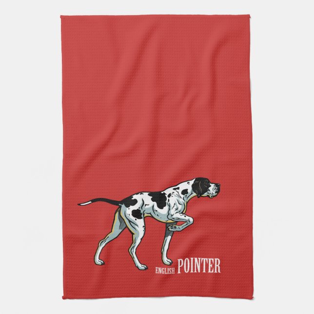 English pointer dog kitchen towel (Vertical)