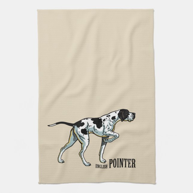 English pointer dog kitchen towel (Vertical)