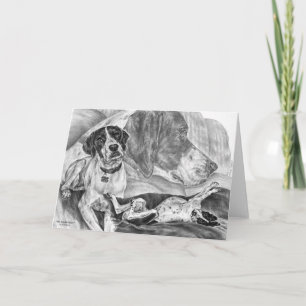 English Pointer Dogs Drawing by Kelli Swan Card
