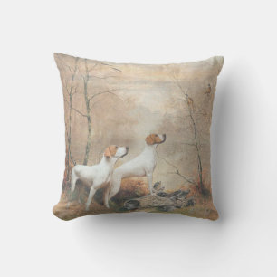 English Pointer is hunting the Pheasants Throw Pillow
