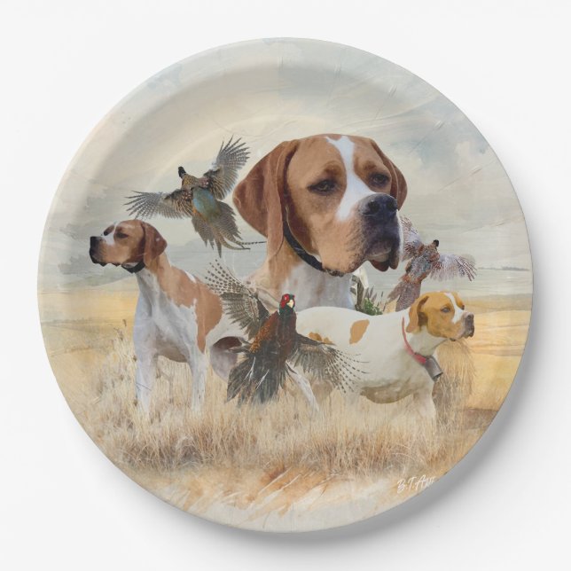 English Pointer  Paper Plate (Front)