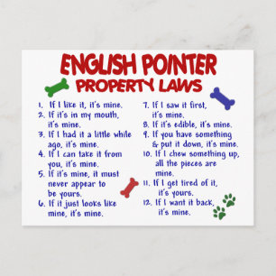 ENGLISH POINTER Property Laws 2 Postcard