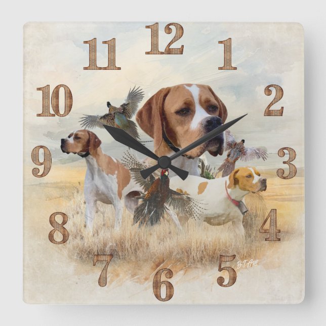 English Pointer  Square Wall Clock (Front)