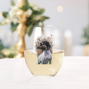 English pointer stemless wine glass