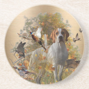 English Pointer Tapestry Metal Print Drawstring B Coaster