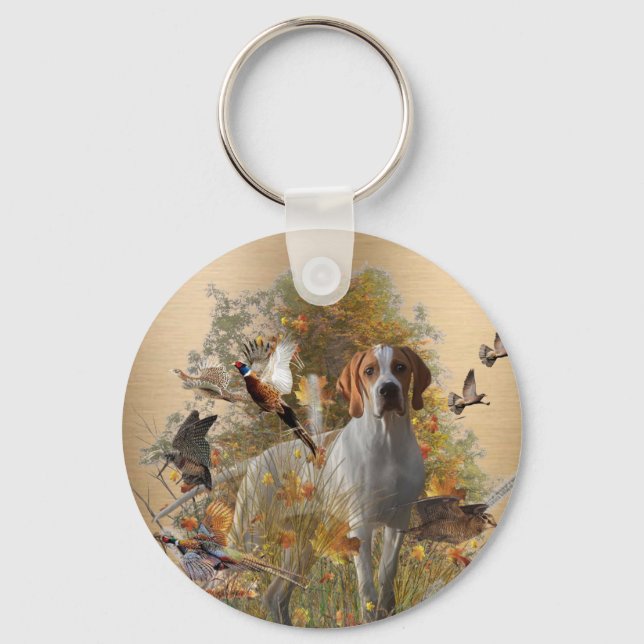 English Pointer  Tapestry Metal Print Drawstring B Keychain (Front)