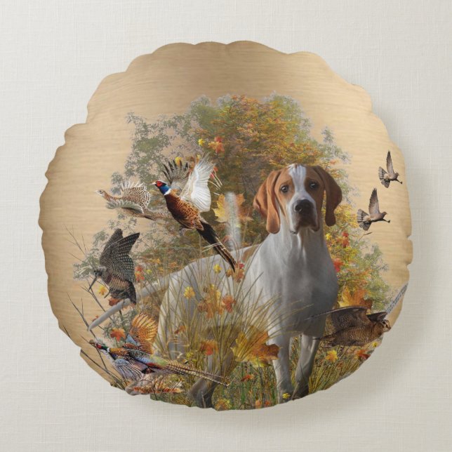 English Pointer  Tapestry Metal Print Drawstring B Round Pillow (Front)