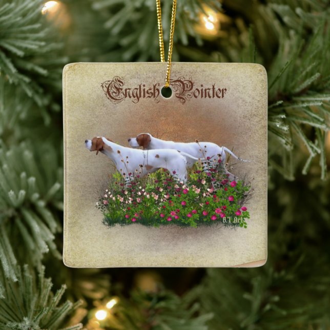 English Pointer Tapestry Poster Triptych Acrylic P Ceramic Ornament (Tree)