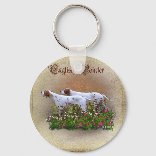 English Pointer Tapestry Poster Triptych Acrylic P Keychain (Front)