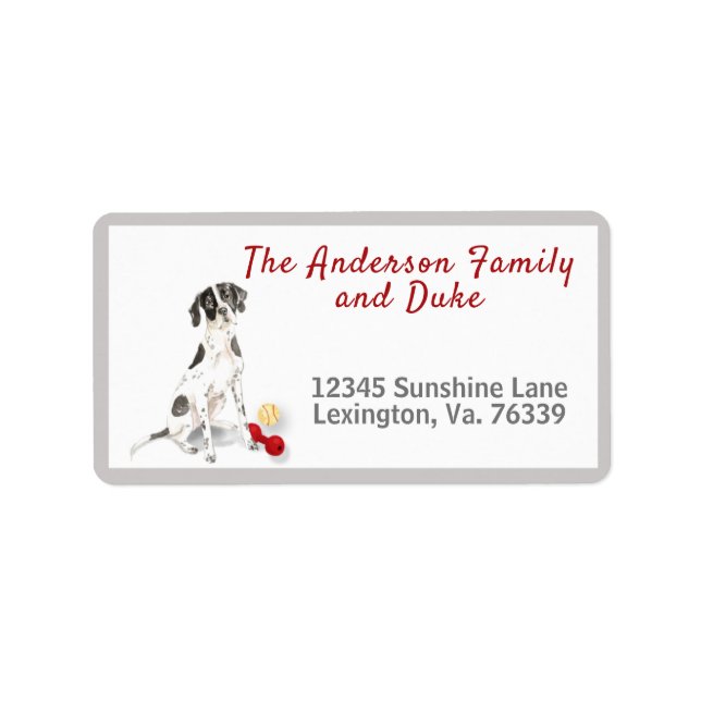 English Pointer Toys Home Return Address     Label (Front)