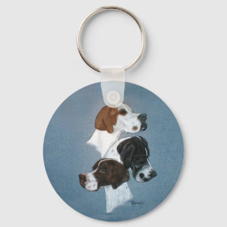 English Pointer Trio Head Study Keychain