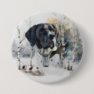 English Pointer , Woodcock Hunting Season , Art 3 Inch Round Button