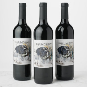 English Pointer , Woodcock Hunting Season , Art  Wine Label