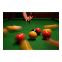English pool balls in motion