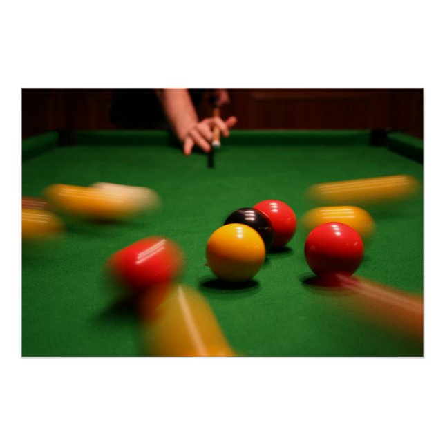English pool balls in motion poster (Front)