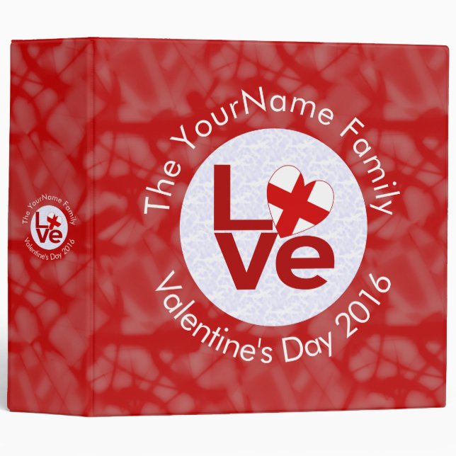 English Red LOVE Flag Personalized  Binder (Front/Spine)