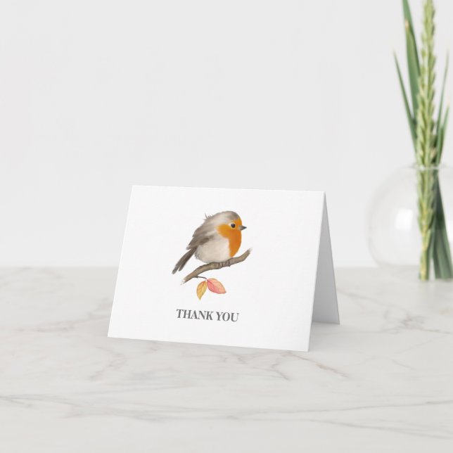 English Robin Bird Thank You Card (Front)