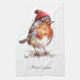English Robin Christmas Kitchen Charm Towel