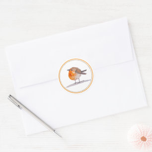 English Robin Watercolour Classic Round Sticker