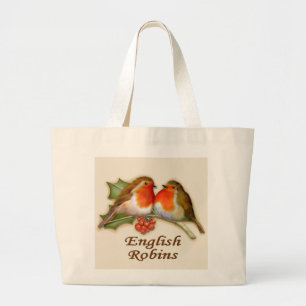 English Robins Large Tote Bag