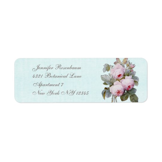 English Rose Bouquet Vintage Botanical Custom Return Address Label
