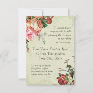 English Rose Bouquet, Vintage n Modern Swirl Leaf Invitation