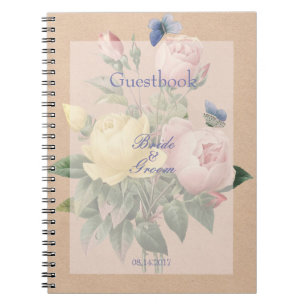 English Rose Butterfly Garden Wedding guest book