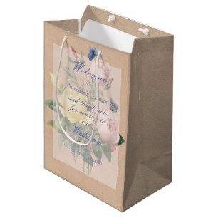 English Rose  Butterfly Garden Wedding Medium Gift Bag