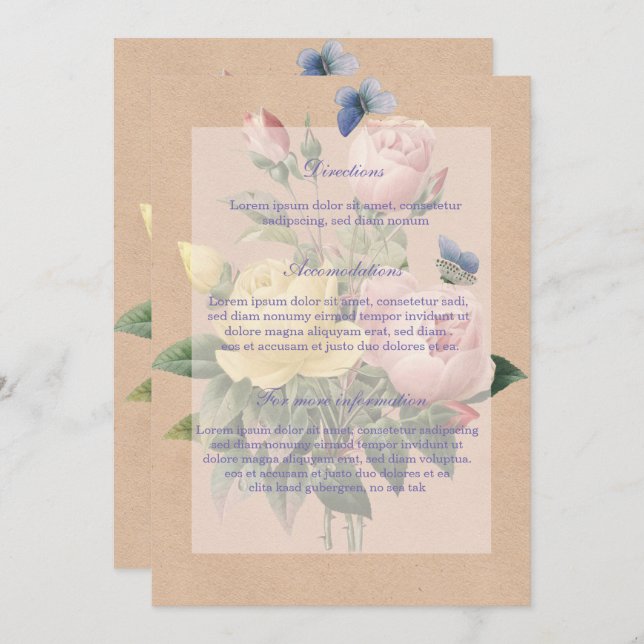 English Rose Garden Wedding Invitation (Front/Back)