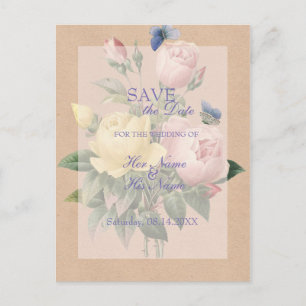 English Rose Garden Wedding SAVE the Date Announcement Postcard
