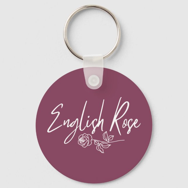 English Rose TYPOGRAPHY HANDWRITTEN STYLE Keychain (Front)