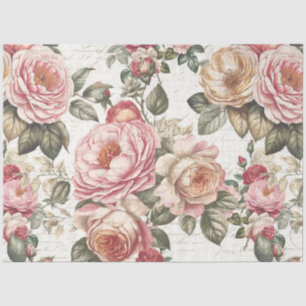 English Roses Tea Party Floral Pink Bridal Shower Tissue Paper
