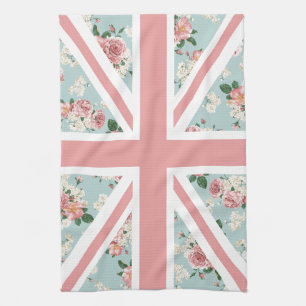 English Roses Union Jack Flag Kitchen Towel