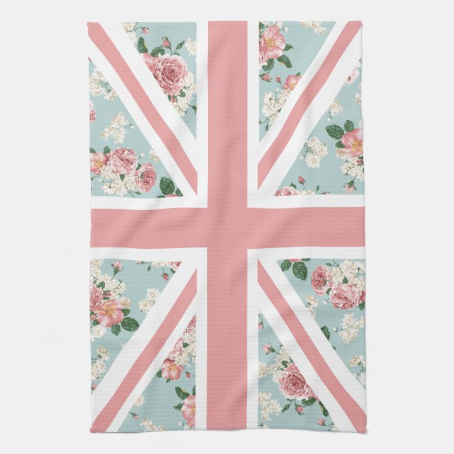 English Roses Union Jack Flag Kitchen Towel (Vertical)