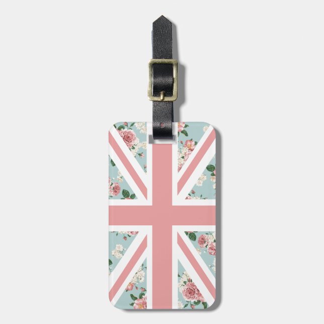 English Roses Union Jack Flag Luggage Tag (Front Vertical)