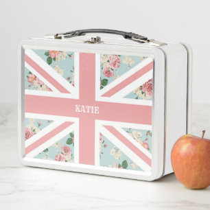 English Roses Union Jack Flag Metal Lunch Box
