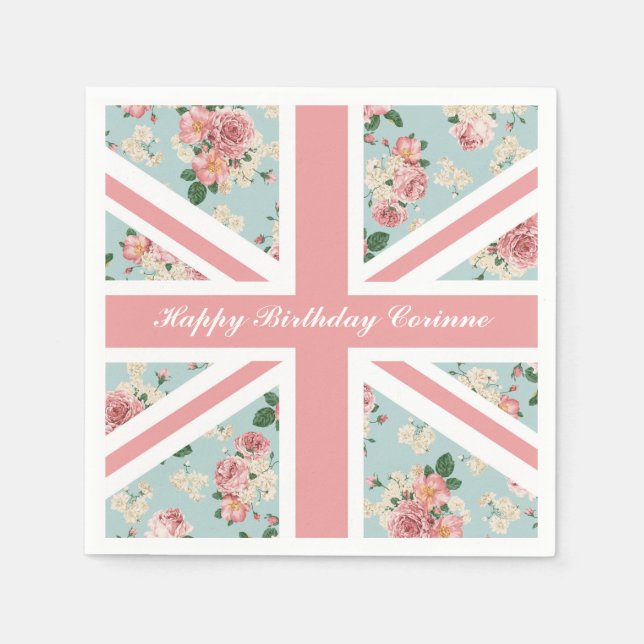 English Roses Union Jack Flag Napkin (Front)