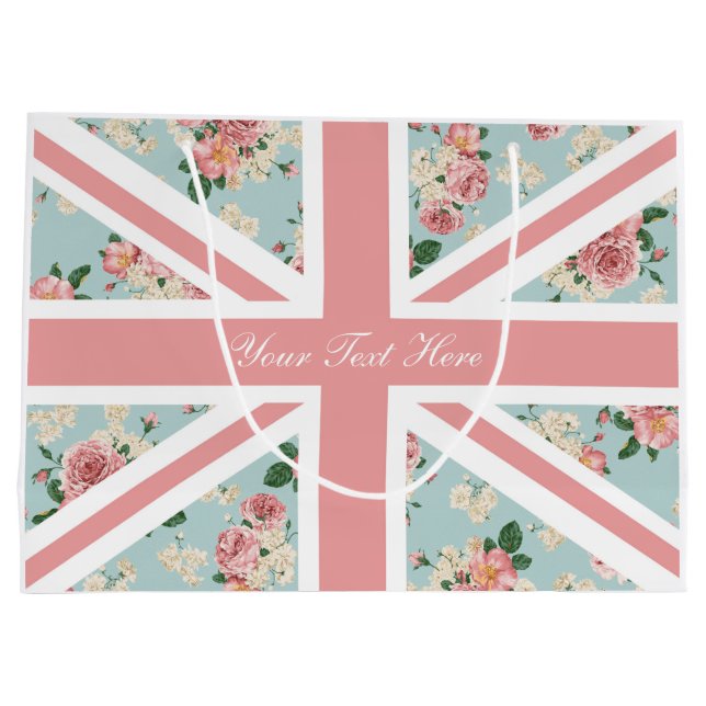 English Roses Union Jack Floral Pattern Large Gift Bag (Back)