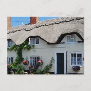 English Scenes, Thatched cottages, Queenborough, Postcard