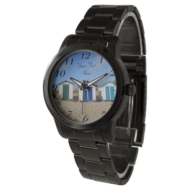 english seaside blue skies and beach huts watch (Angled)