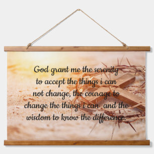 English Serenity Prayer with Cross and Crown  Hanging Tapestry