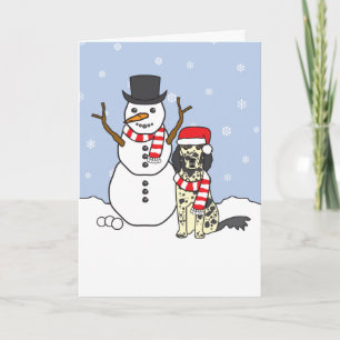English Setter and Snowman Holiday Card