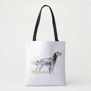English setter art tote bag