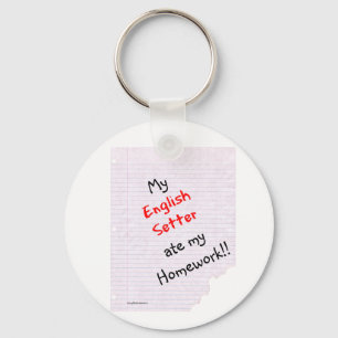 English Setter Ate My Homework Keychain