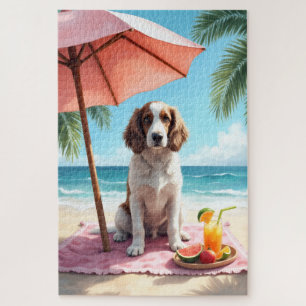 English Setter Beach Relax Scene Jigsaw Puzzle
